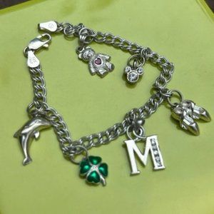 VTG Sterling Silver 6-Piece Charm BRACELET